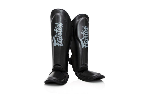 Fairtex Protège-Tibias SP3 Noir – Double Rembourrage, Triple Mousse – Cuir Synthétique – Muay Thai, Boxe – Tailles M/L/XL
