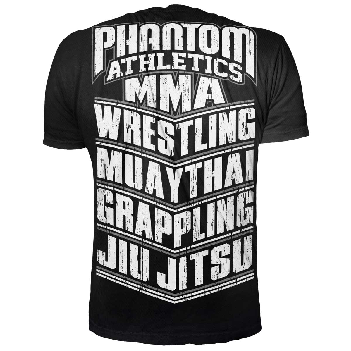 Phantom T-Shirt für alle Kampfsportler. Mit MMA, WRESTLING, MUAY THAI, GRAPPLING, JIU JITSU Schriftzug. Ideal für dein Fight Training.