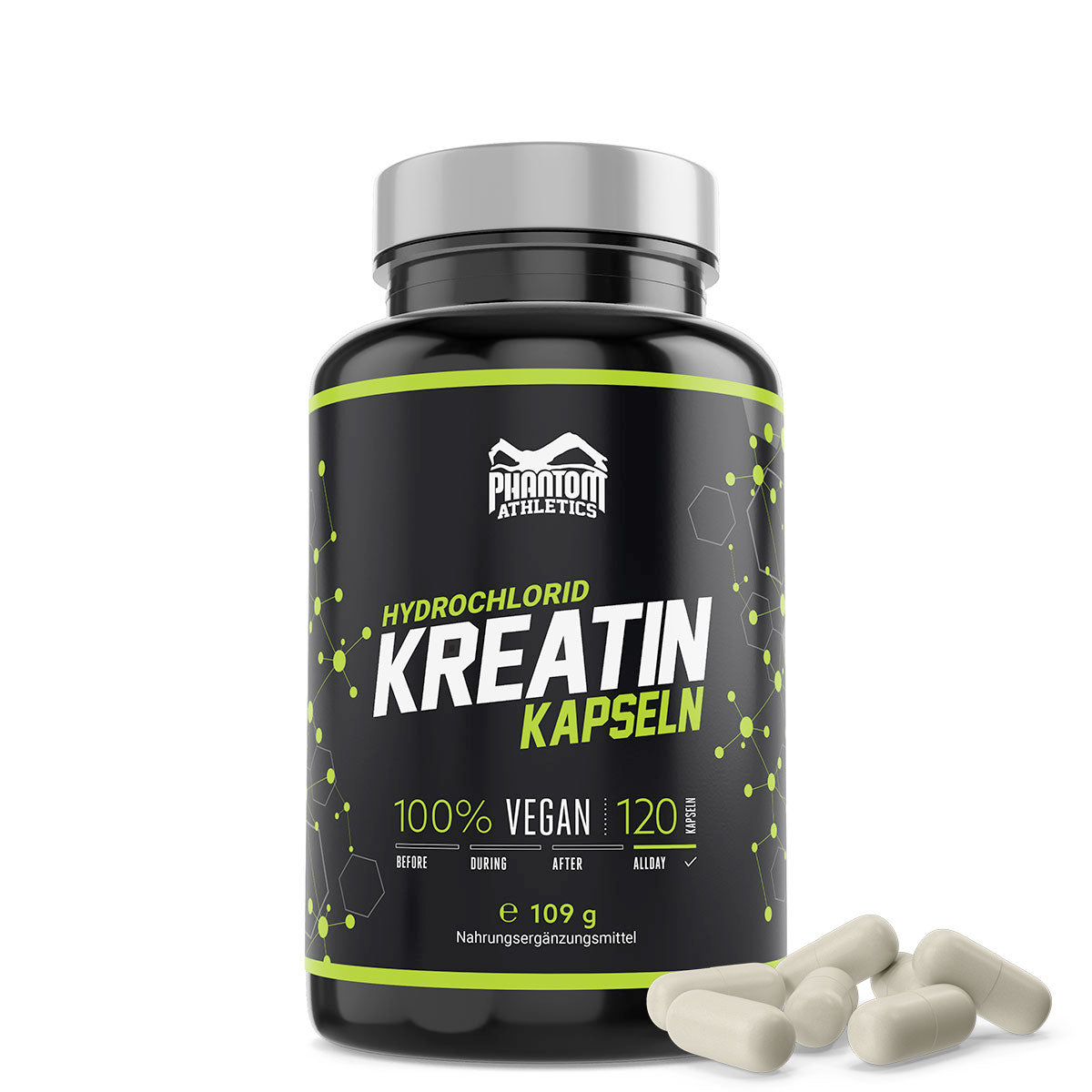 Phantom Kreatin Hydrochlorid für Kampfsportler in praktischer Kapselform.