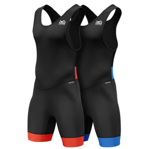 Phantom Ringertrikot Set in Rot und Blau. Gefertigt nach UWW Richtlinien und mit antibakterieller Silver Plus Technologie.