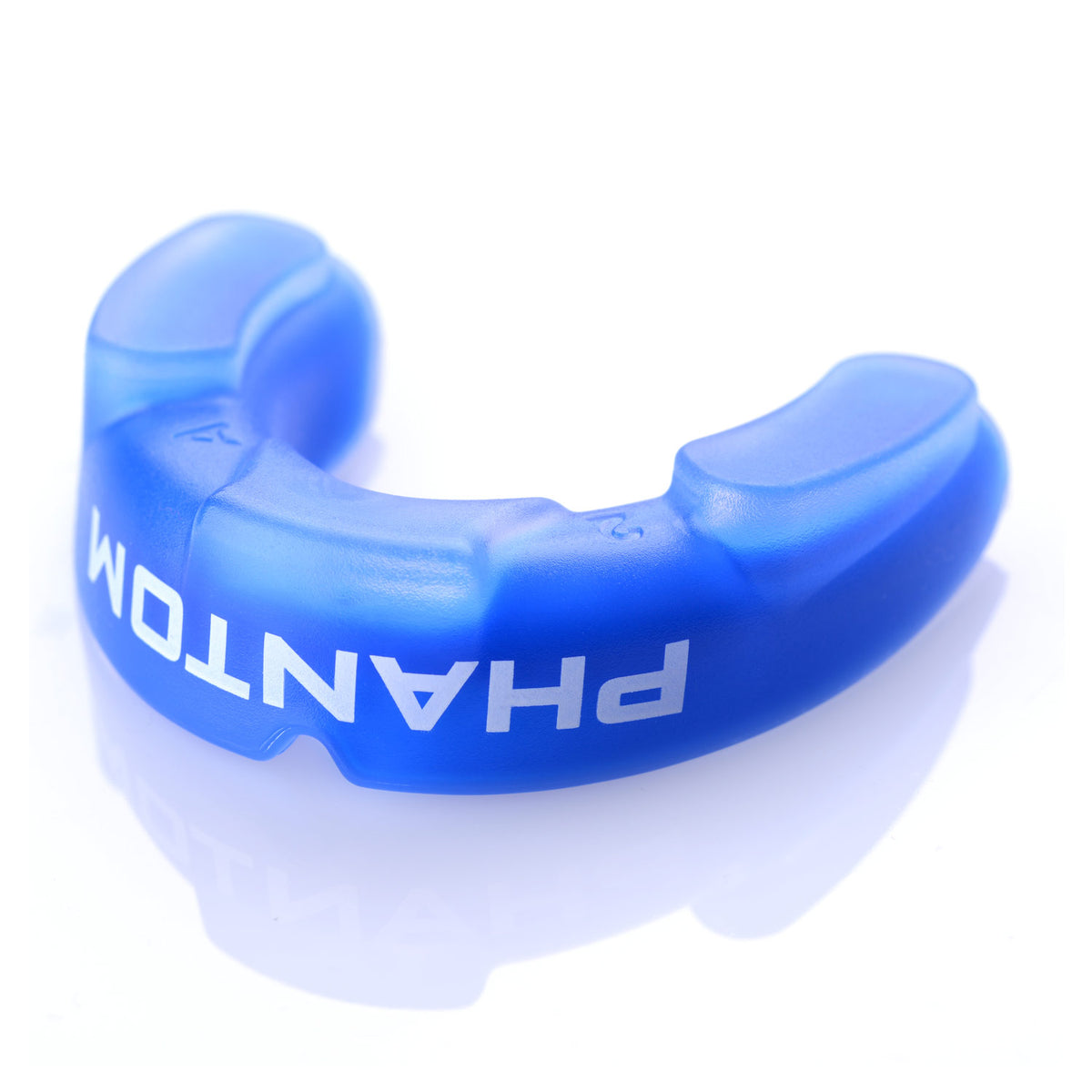 Phantom Impact Zahnschutz in Blau für Kampfsport in der Unteransicht mit den Shock Pads für die Backenzähne