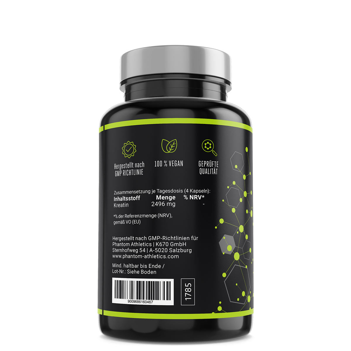 Phantom Kreatin Hydrochlorid für Kampfsportler in praktischer Kapselform mit hochwertigen Inhaltsstoffen.