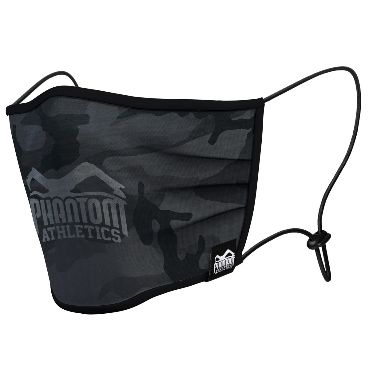 Die Facemask Tactic Black Camo von Phantom Athletics, ideal für MMA, Muay Thai und Fitness. Atmungsaktives Material und stylisches Camo-Design bieten Komfort und Schutz bei Training und Alltag.