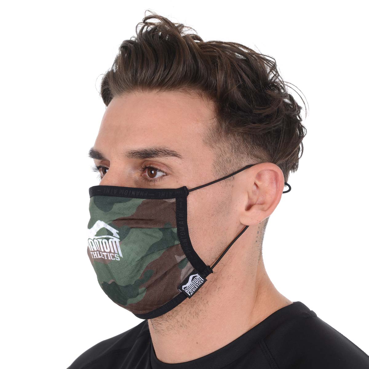 Hochwertige Phantom Athletics Facemask im Green Camo Design, perfekt für Kampfsportler und Fitnessfans. Leicht und waschbar für optimale Hygiene und Langlebigkeit.