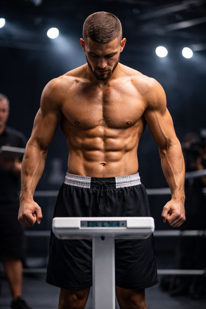 Boxer bei der Abwaage vor dem Kampf