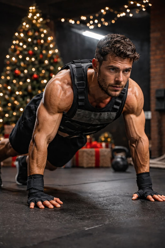 Kampfsport Athlet mit Gewichtsweste und Bandagen bei der Holiday Challenge