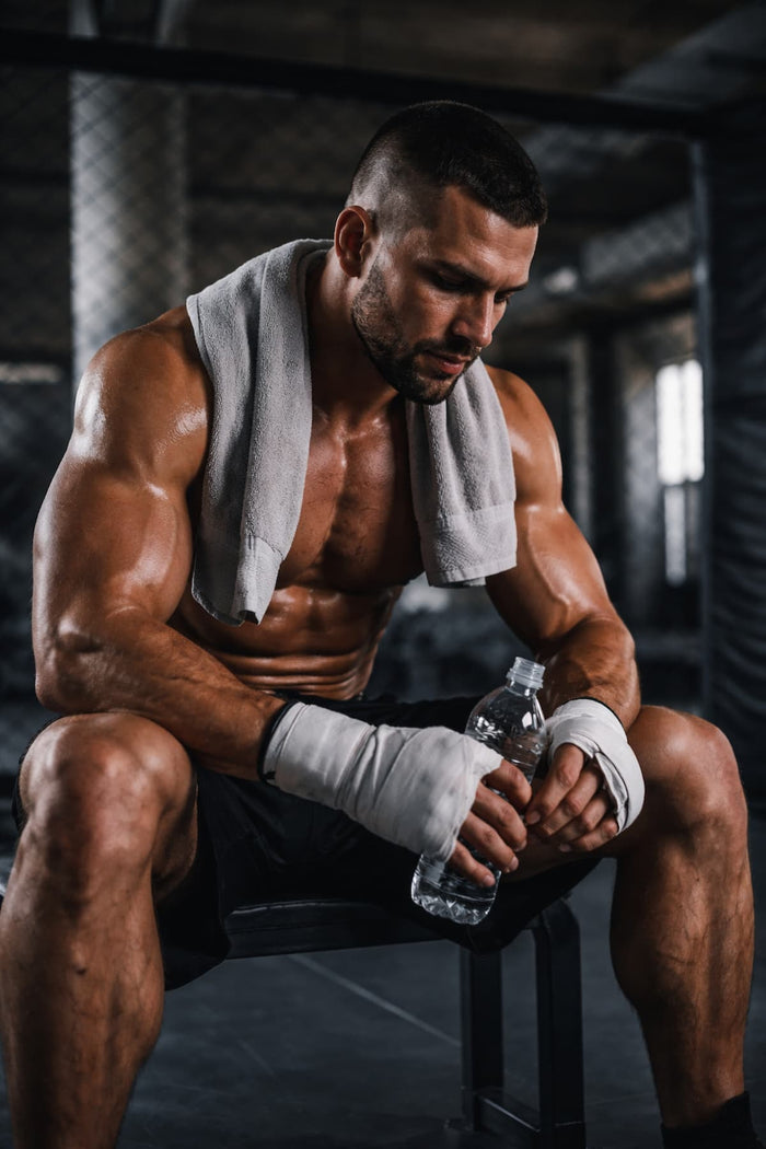 Kampfsport-Athlet erschöpft nach dem Training