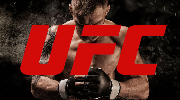 UFC-Logo mit Athleten-Background. Quelle: https://www.combatarena.at/blogs/guide/die-gewichtsklassen-der-ufc