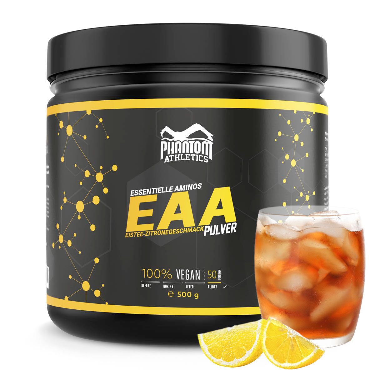 Phantom EAA - esenciální aminokyseliny s příchutí ledového čaje a citronu. Pro optimální péči v bojových uměních.