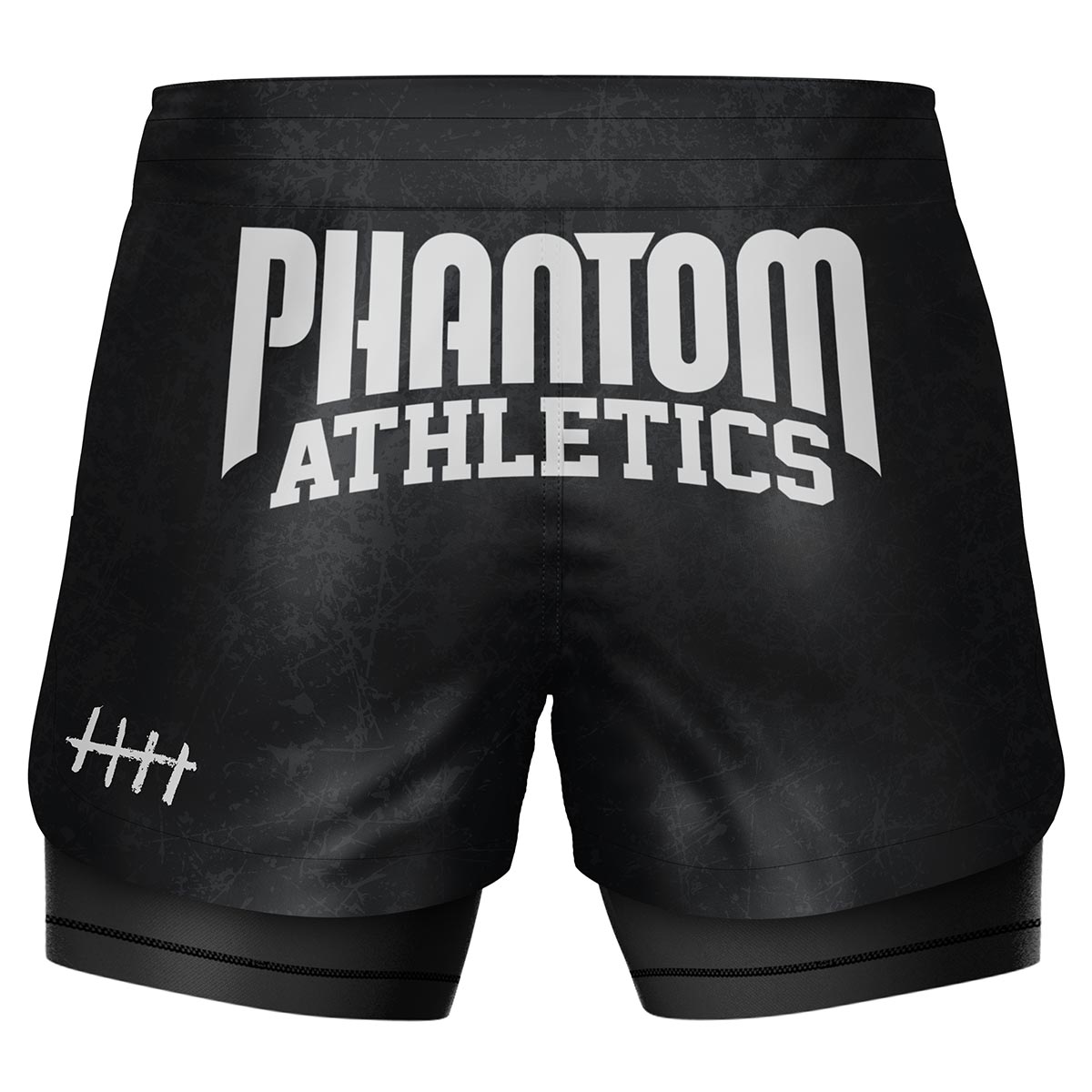 Phantom Fightshorts Fusion 2in1. Ultimative Shorts für deinen Kampfsport mit integrierter Compression Shorts. Ideal für MMA, BJJ, Ringen, Grappling oder Muay Thai. In schwarz mit Serious Smiley Design.
