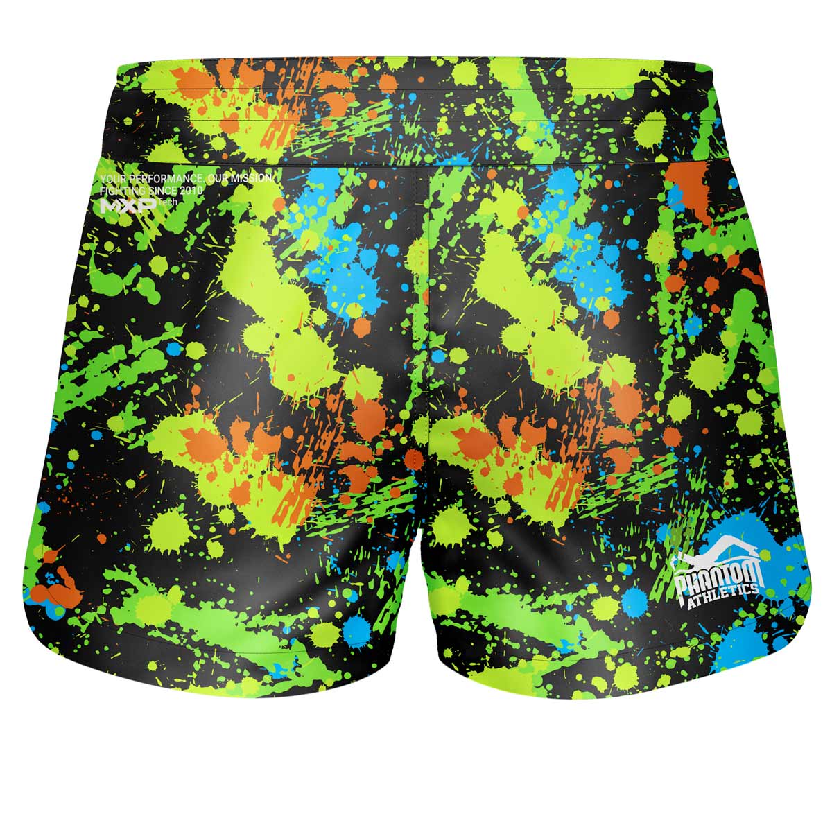 Fightshorts FUSION Splatter  - Schwarz/Neon