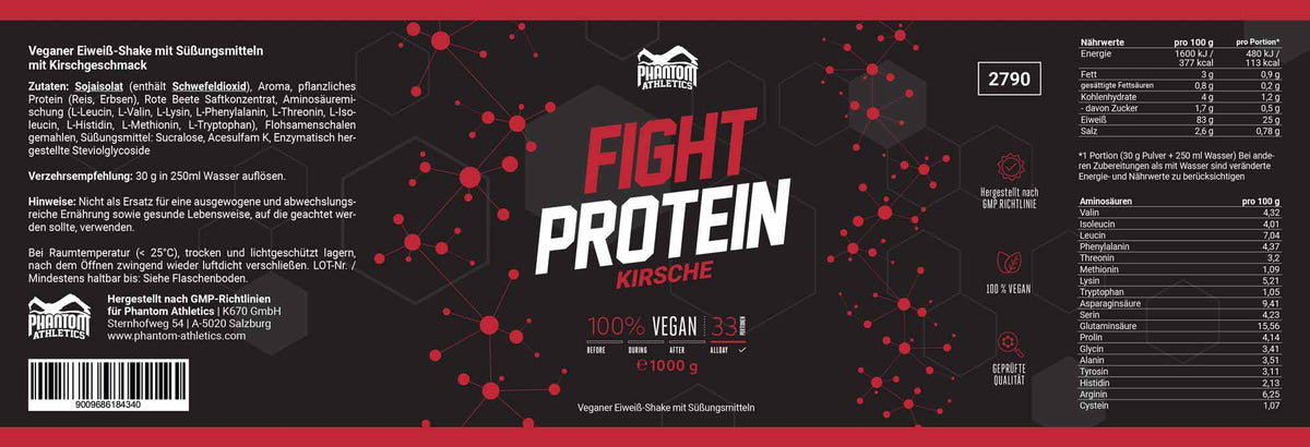 FIGHT Protein - Kirsche - 1000g