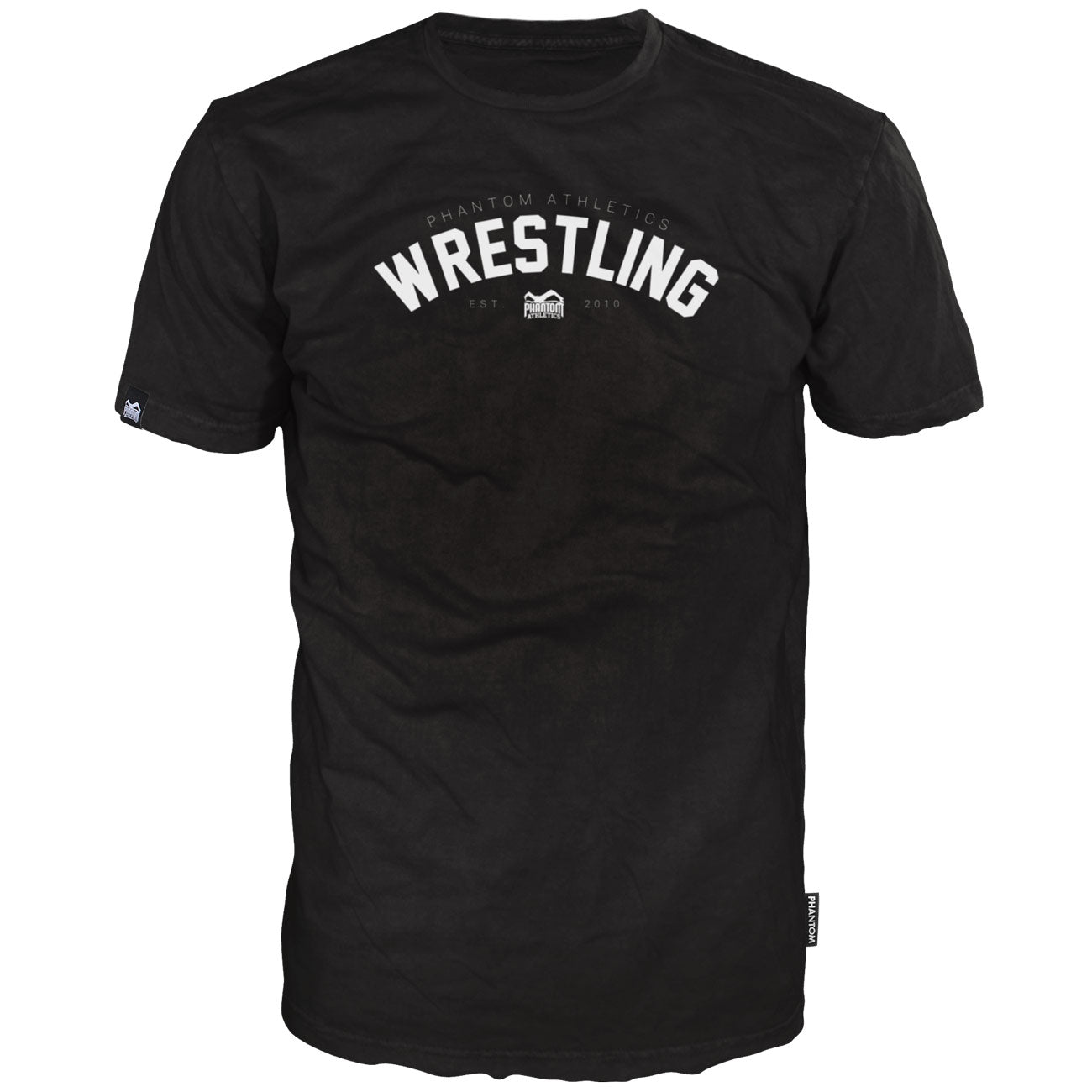 Schwarzes Phantom Athletics T-Shirt mit markantem Wrestling-Print – perfekt für MMA, Grappling und intensives Kampfsporttraining. Atmungsaktives Material bietet optimalen Tragekomfort und Bewegungsfreiheit.