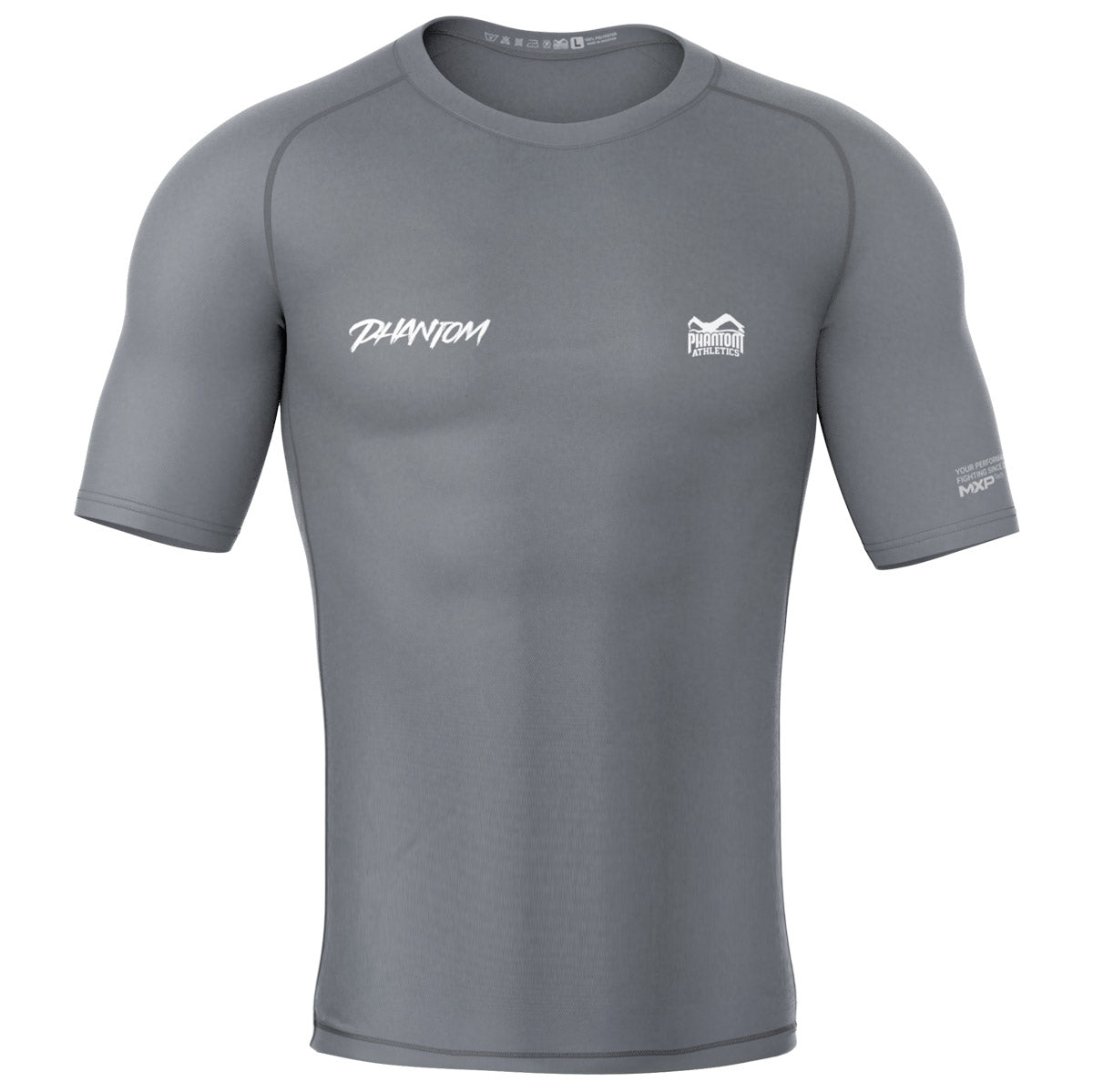 Der Phantom Athletics Rashguard Ruthless in Grau verbindet enganliegende Kompression mit atmungsaktivem 4-Way-Stretch-Material, das maximale Bewegungsfreiheit bei MMA, BJJ oder Muay-Thai-Training liefert. Elastische Eigenschaften sorgen für optimalen Muskel-Support.