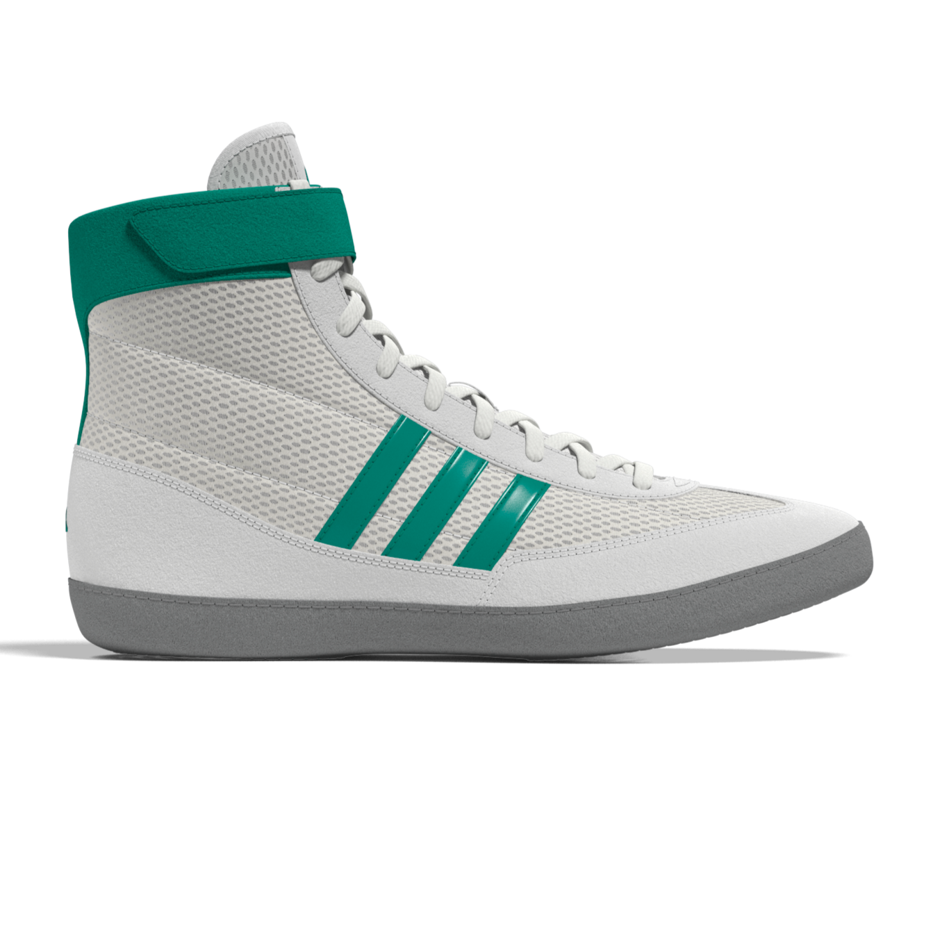 Adidas Combat Speed 4 Wrestling-Schuhe in Weiß-Grün bieten exzellenten Halt und Flexibilität für Grappling, MMA und intensives Kampfsporttraining.