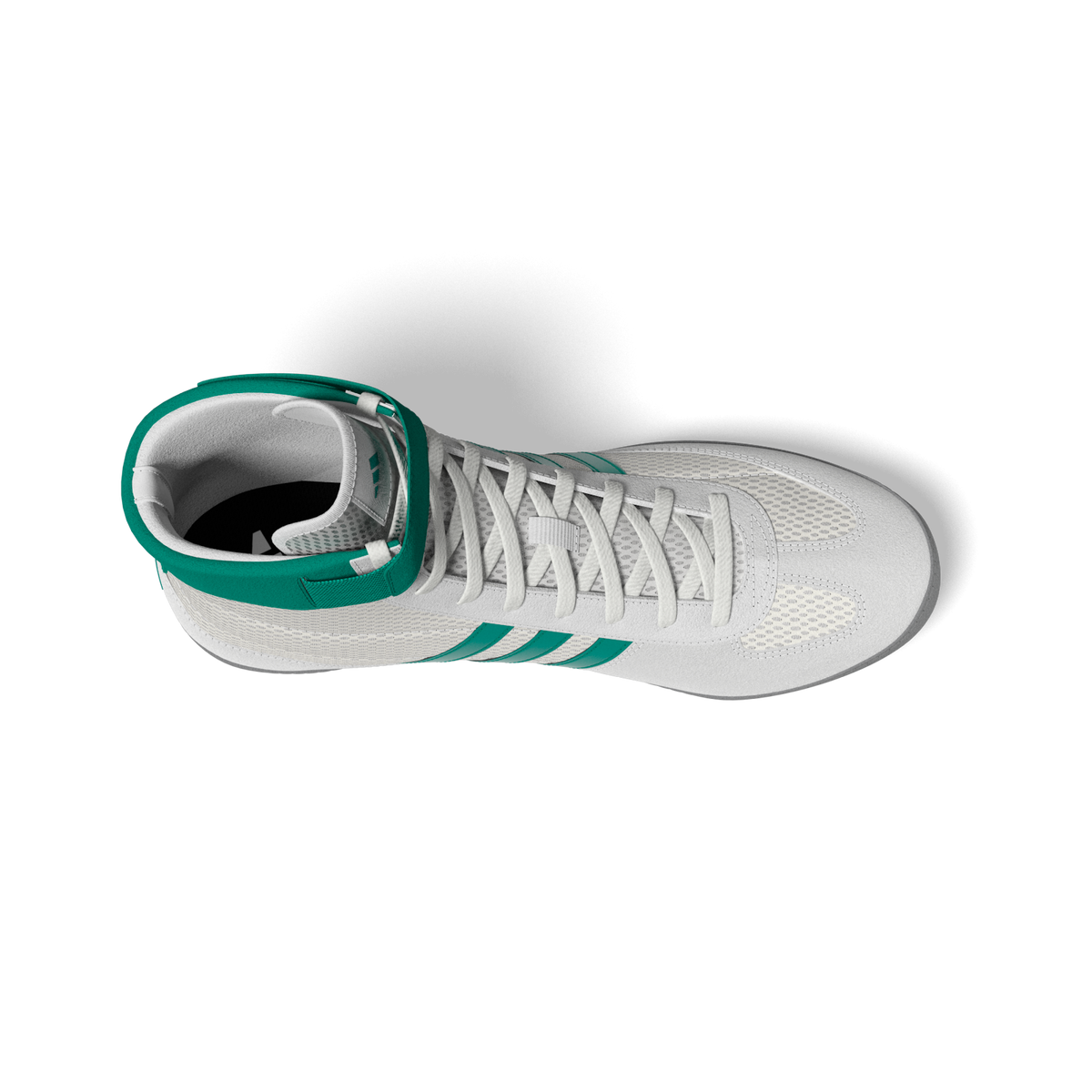 Adidas Combat Speed 4 Wrestling-Schuhe in Weiß-Grün bieten Komfort, Schutz und Unterstützung bei intensivem Grappling und MMA.