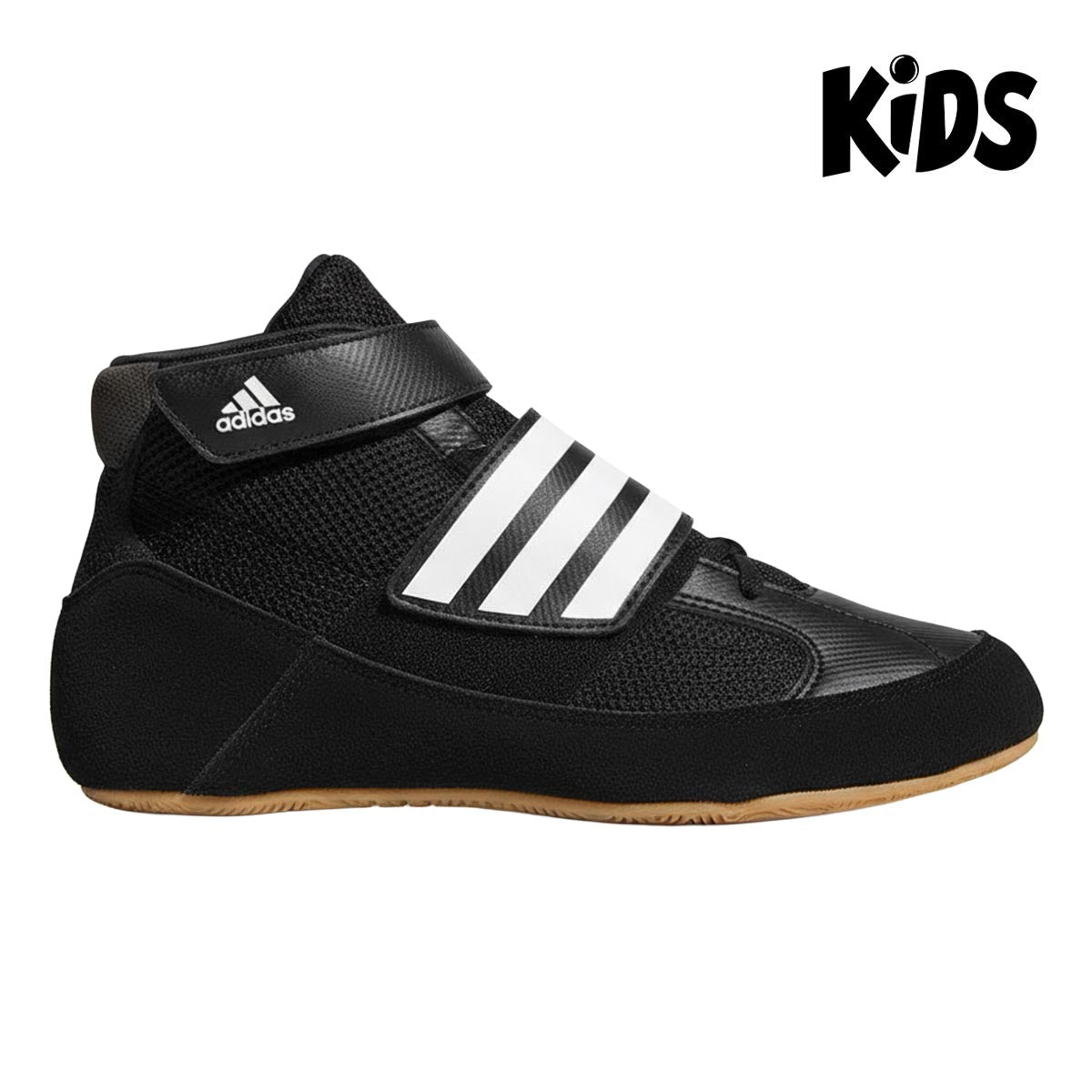 Sportliche Kinder Ringerschuhe von Adidas mit praktischem Klettverschluss und atmungsaktivem Mesh-Obermaterial für hervorragenden Grip und Komfort beim Wrestling-Training, Grappling oder Kampfsport-Sparring. Hochwertiger Kinderschuh, der junge Athleten bei Technik und Beweglichkeit auf der Matte unterstützt und langlebige Performance bietet.