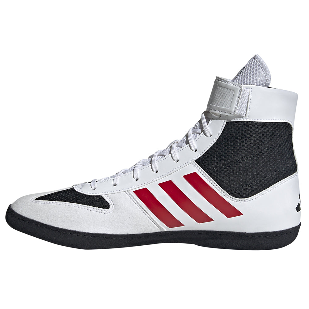 Die Adidas Combat Speed 5 (CS5) Ringerschuhe zählen zu unseren absoluten Bestsellern. Hier in der Farbe Schwarz/Weiss/Rot. Die Kombination aus Qualität, Stabilität in Training und Wettkampf sowie eine unschlagbaren Preis, machen den Adidas Combat Speed Ringerschuh zu einer Must-Have für jeden Ringer.