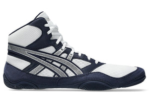 Mit ihrem strapazierfähigen Obermaterial und der stabilen Sohle bieten die Asics Snapdown 4 Ringerschuhe in Midnight Blue/Silver langanhaltende Leistung und Komfort für Ringer und Kampfsportler.
