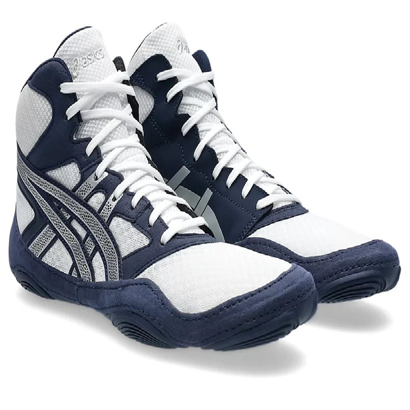 Die Asics Snapdown 4 Ringerschuhe in Midnight Blue/Silver bieten dank atmungsaktivem Mesh-Obermaterial und stabiler Sohle optimale Bewegungsfreiheit und Halt für Ringer und Kampfsportler.