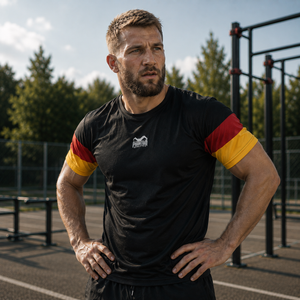 Dieses hochwertige Trainingsshirt von Phantom Athletics steht für deutsche Team-Ästhetik und maximale Funktion im Kampfsport. Der leichte, flexible Stoff bietet optimale Bewegungsfreiheit beim Sparring, Grappling oder funktionellen Training im Gym.
