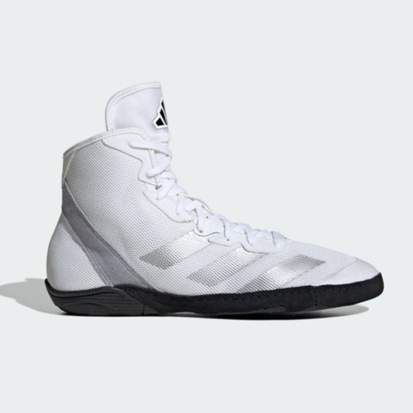 Hochwertige Wrestling-Schuhe von Adidas Adizero in Weiß, ideal für Grappling und intensives Kampfsporttraining. Perfekt für Wrestling und MMA.