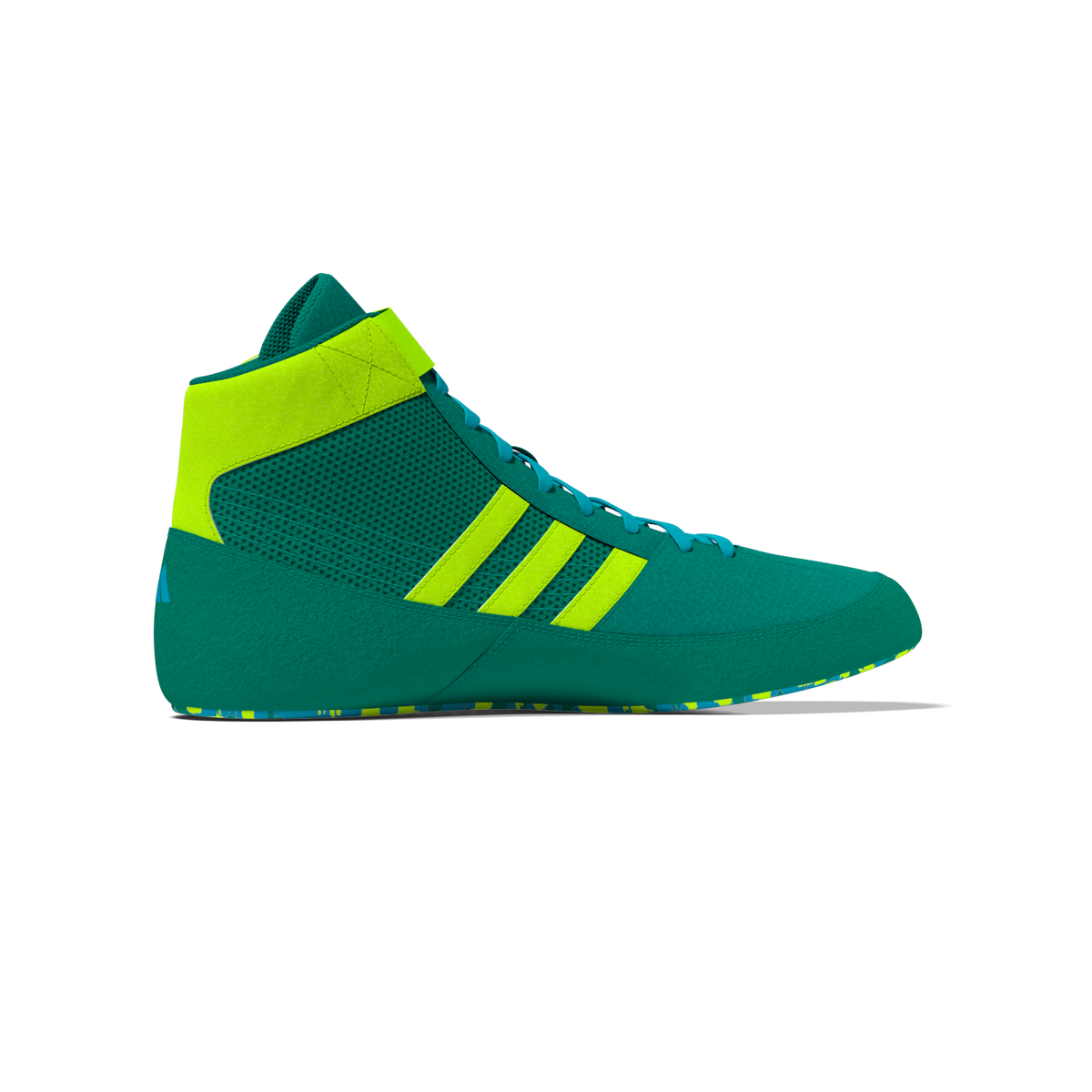 adidas Ringerschuhe für Kinder in auffälligem Neon-Grün – perfekter Halt und Flexibilität für das Techniktraining im Ringen und MMA.