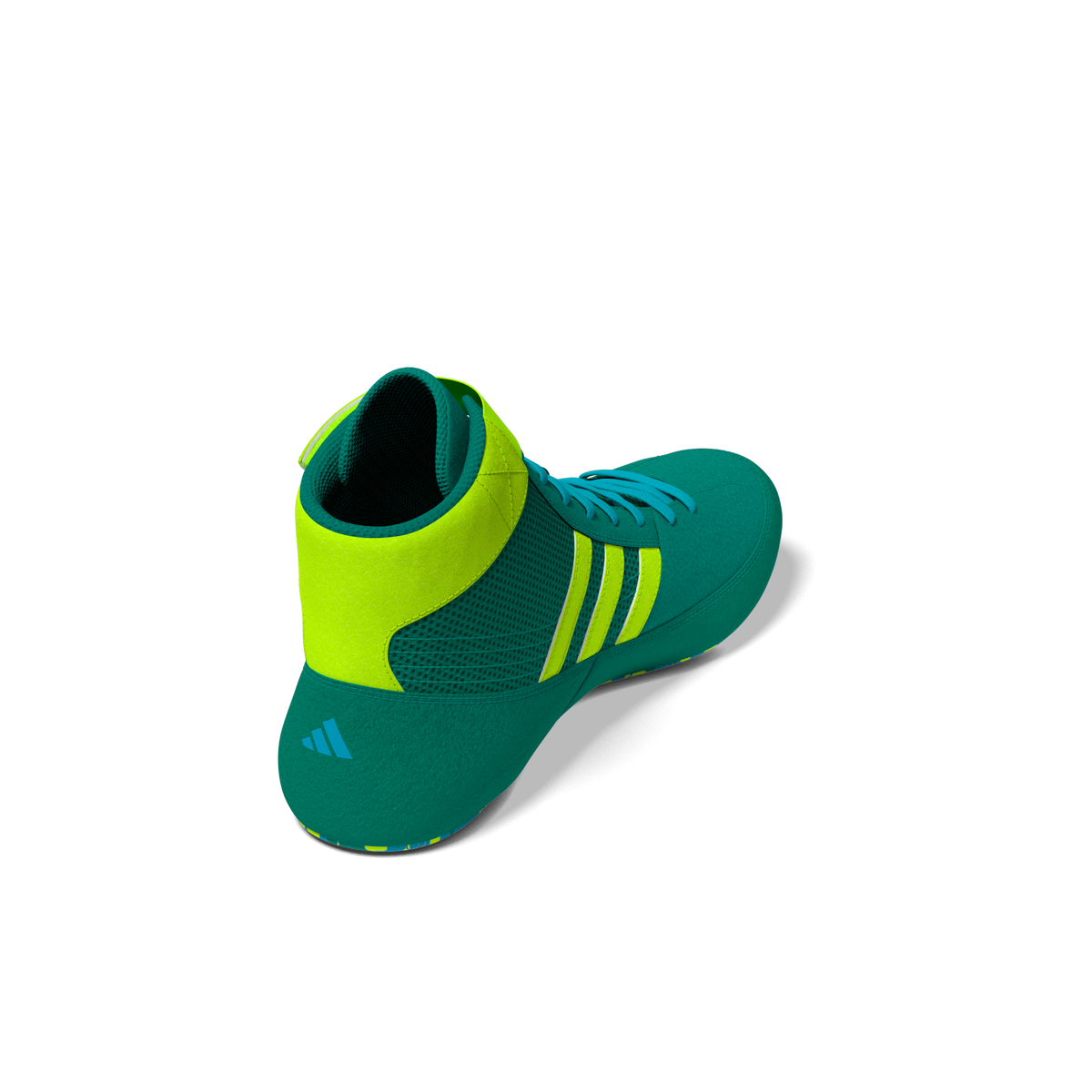 Robuste Kinder-Ringerschuhe von adidas in Neonfarben – entwickelt für Stabilität und Wendigkeit beim Grappling, Ringen und Jiu-Jitsu.