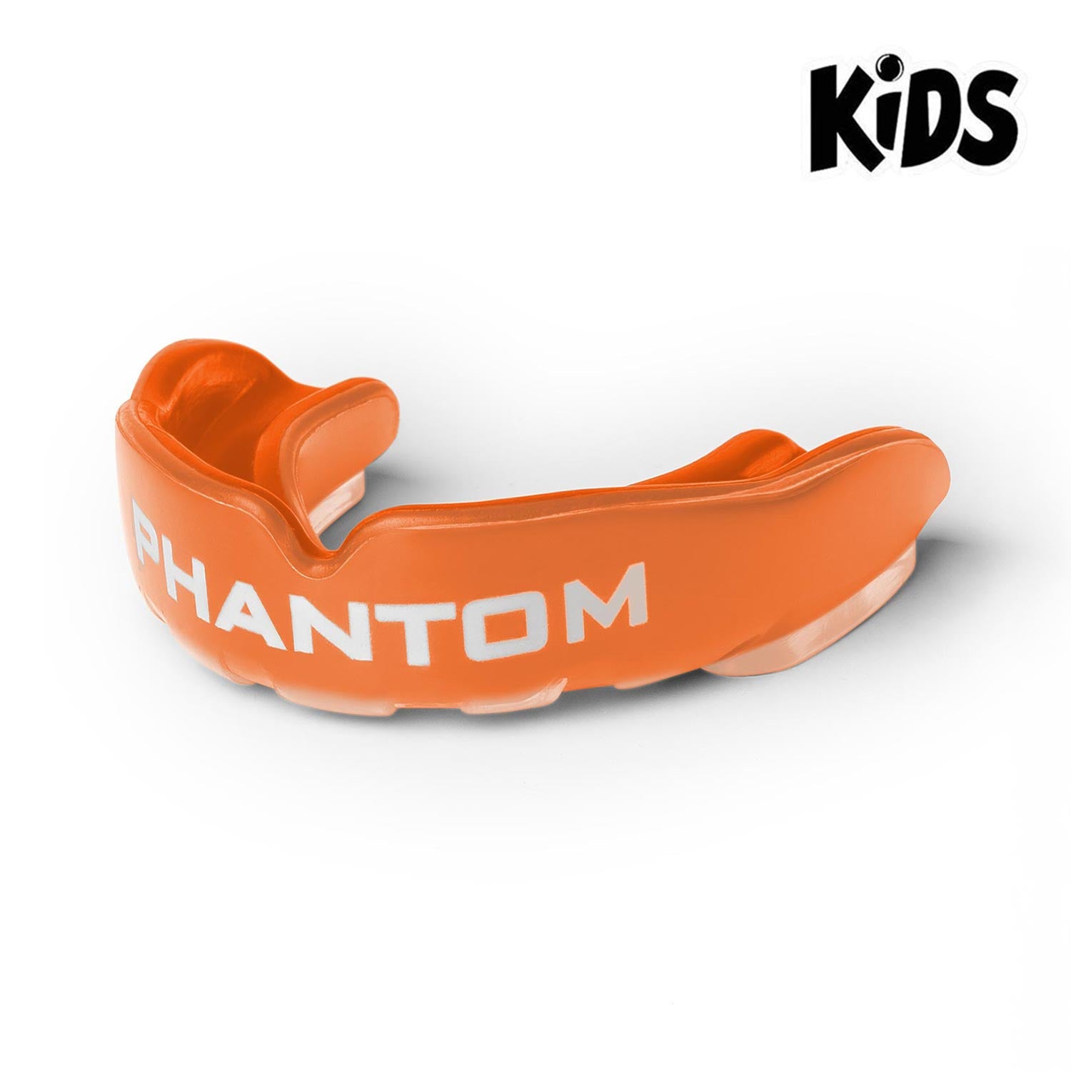 Dank seines sicheren Designs gewährleistet der Phantom Athletics Kinder-Mundschutz Apex in Orange einen festen Halt und einfache Handhabung für junge Sportler.