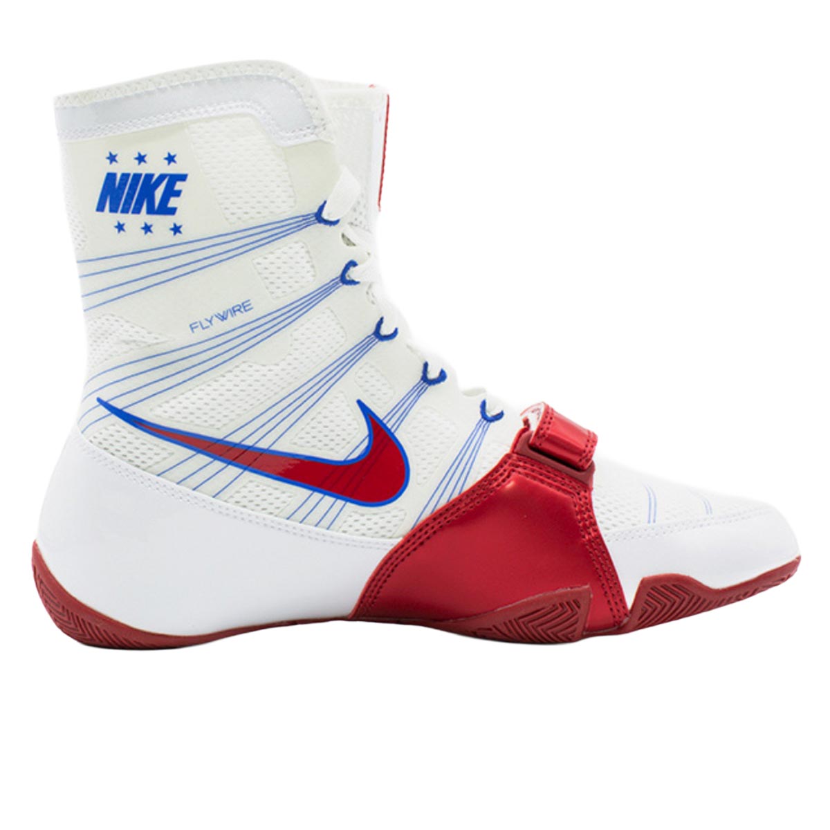 Hochwertige Boxschuhe „HyperKO MP“ von Nike in Weiß und Rot für Boxtraining, Sparring und Kampfsport. Bieten exzellenten Halt, leichten Komfort und optimale Performance für Wettkämpfe und intensives Training. Perfekt für ambitionierte Boxer und Kampfsportler.
