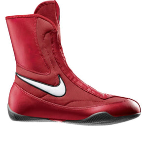 Hochwertige Boxschuhe „Oly Mid“ von Nike in Rot für Boxtraining, Sparring und Kampfsport. Bieten stabilen Halt, leichten Tragekomfort und maximale Performance für Training und Wettkämpfe.
