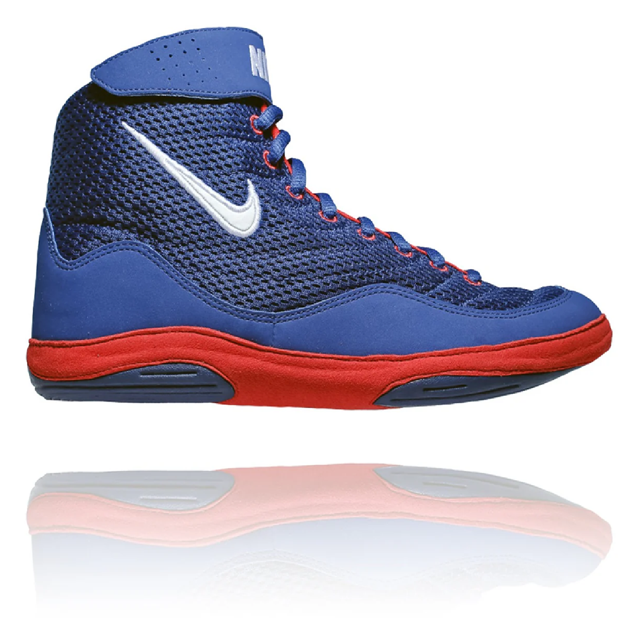 Ringerschuhe Nike Inflict 3 in Blau und Rot, perfekt für Training und Wettkämpfe im Ringen und Grappling. Diese Schuhe bieten hervorragende Stabilität, eine bequeme Passform und langlebige Materialien für maximale Performance.