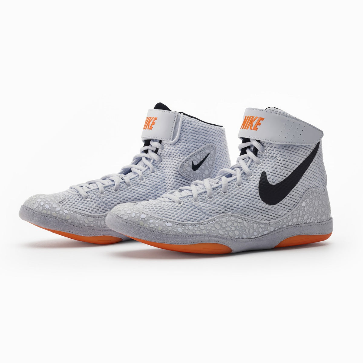 Nike Inflict SE Oly Orange Wrestling Schuhe mit griffiger Gummisohle, ideal für intensives Grappling‑ und Techniktraining im Gym.