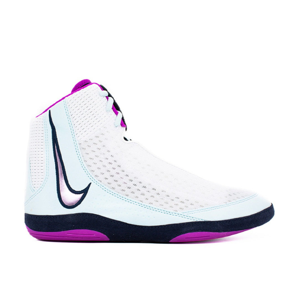 Nike Inflict 4 Wrestling Shoes White/Purple – leichter Ringerschuh mit atmungsaktivem Mesh‑Obermaterial für MMA, Grappling und intensives Bodenkampfsport‑Training.