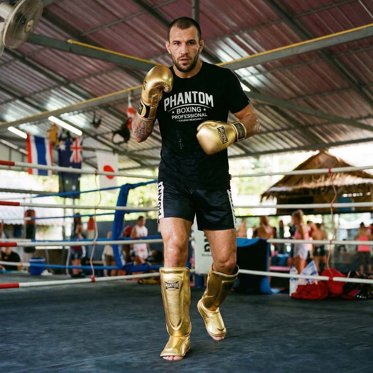 Das Phantom Athletics T-Shirt Boxing in Schwarz kombiniert klassischen Boxsport-Style mit moderner Performance für intensives Training im MMA, Boxen und Kickboxen. Der atmungsaktive Baumwoll-Polyester-Mix sorgt für hohen Komfort und optimale Bewegungsfreiheit bei Sparring und Workouts.