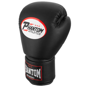 Schwarze Boxhandschuhe BG1 von Phantom Athletics – ideal für Sparring, Kickboxen und intensives Kampfsporttraining.