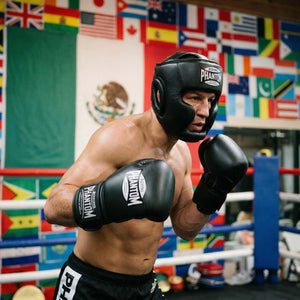 Der Phantom Athletics Headguard Mexico Full Face in Schwarz bietet maximalen Schutz für Gesicht und Kopf bei intensivem Kampfsport wie Boxen, MMA und Kickboxen. Die verstärkte Polsterung im Wangen- und Kinnbereich absorbiert Schläge zuverlässig und sorgt für sicheres Sparring auf höchstem Niveau.