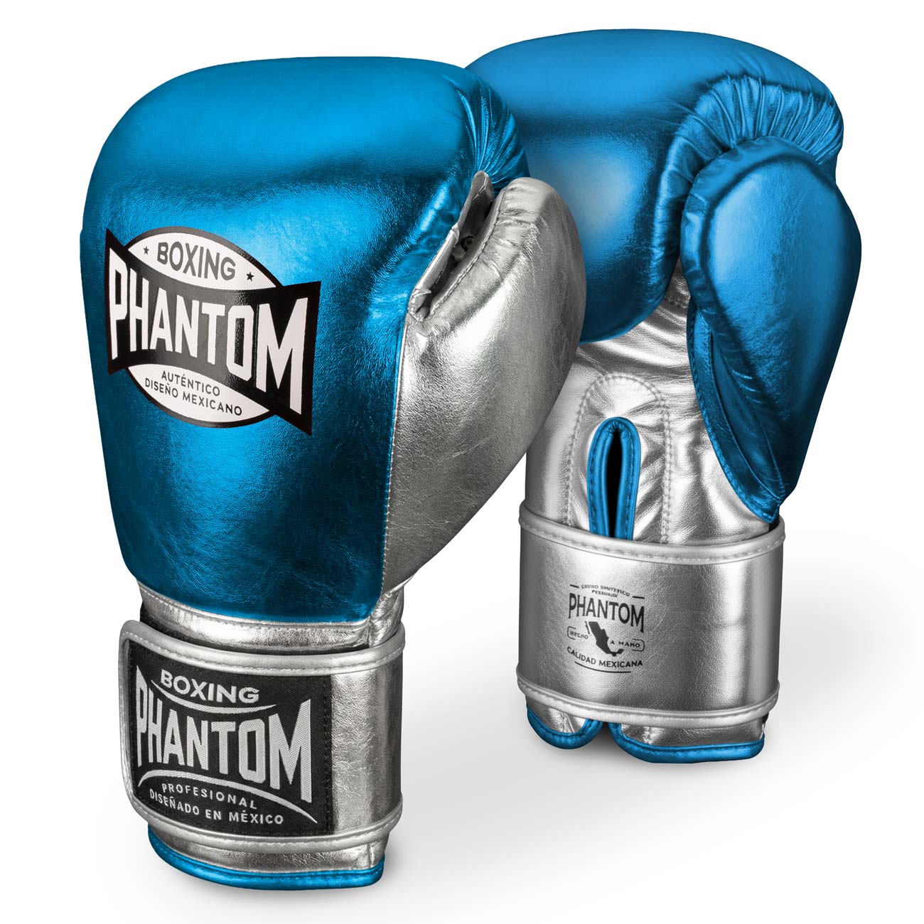 Hochwertige Boxhandschuhe MEXICO in Hellblau und Silber von Phantom Athletics, ideal für intensives Box‑Training, Sparring und Kampfsport‑Workouts mit starker Polsterung und sicherem Sitz.
