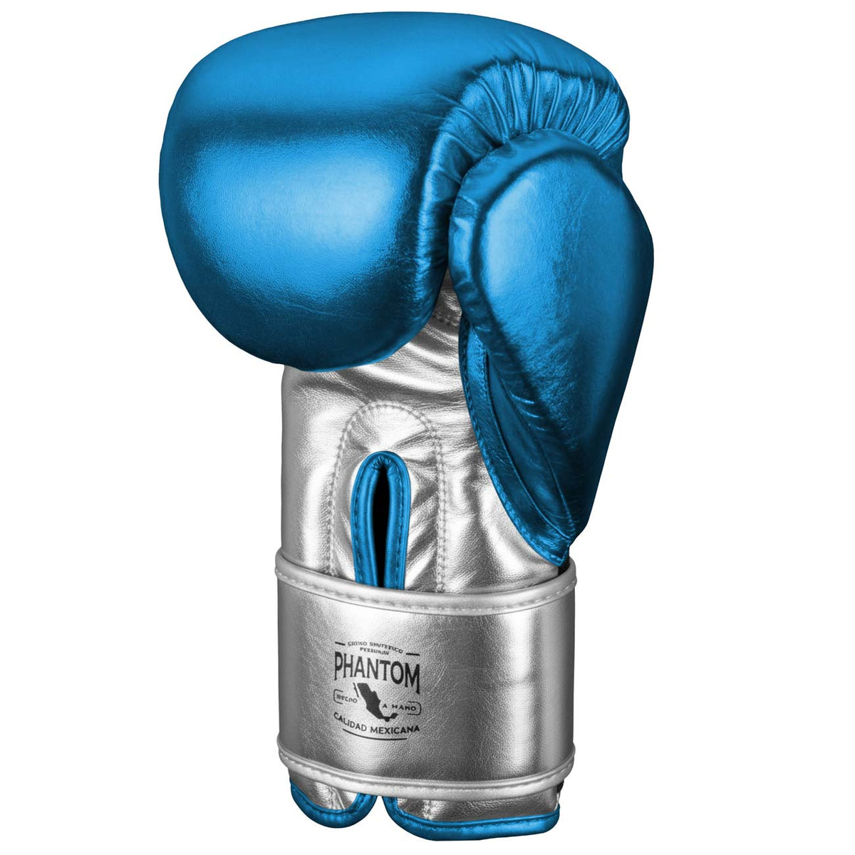 Robuste Phantom Athletics Boxing Gloves MEXICO in Hellblau und Silber, entwickelt für tägliches Techniktraining und kraftvolle Schlagkombinationen im Gym sowie komfortable Performance beim Sparring.