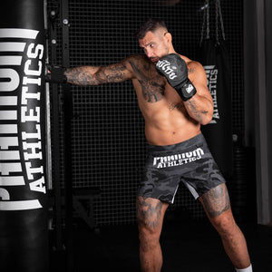 Phantom Athletics Kampfsport‑Boxhandschuhe „Muay Thai – Grau“ – ideal für Training und Wettkampf im Stand‑Up Bereich (Boxen, Muay Thai, Kickboxen) mit langlebigem PU‑Material und optimalem Schutz.