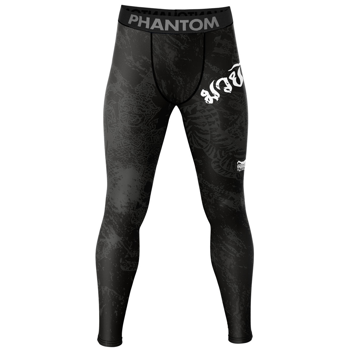 Muay Thai dizaino Phantom kompresinės pėdkelnės, skirtos kovos menų treniruotėms ir varžyboms. Tailandietiškas dizainas ir Sak Yant grafika.