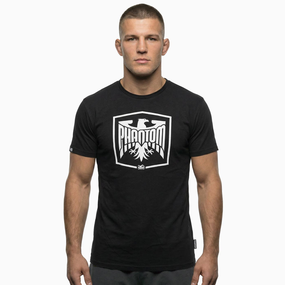 Hochwertiges Phantom Athletics T‑Shirt Germany in Schwarz mit großem Adler‑Print, perfekt für MMA‑Training, Boxen und intensives Workout im Gym.