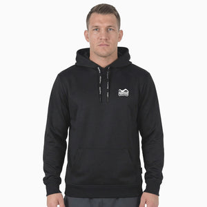 Funktionaler Phantom Athletics EVO Team Hoodie in Schwarz aus elastischem, atmungsaktivem Performance‑Material, ideal für intensives MMA‑Training, Warm‑ups und Fitness‑Workouts auf der Matte.