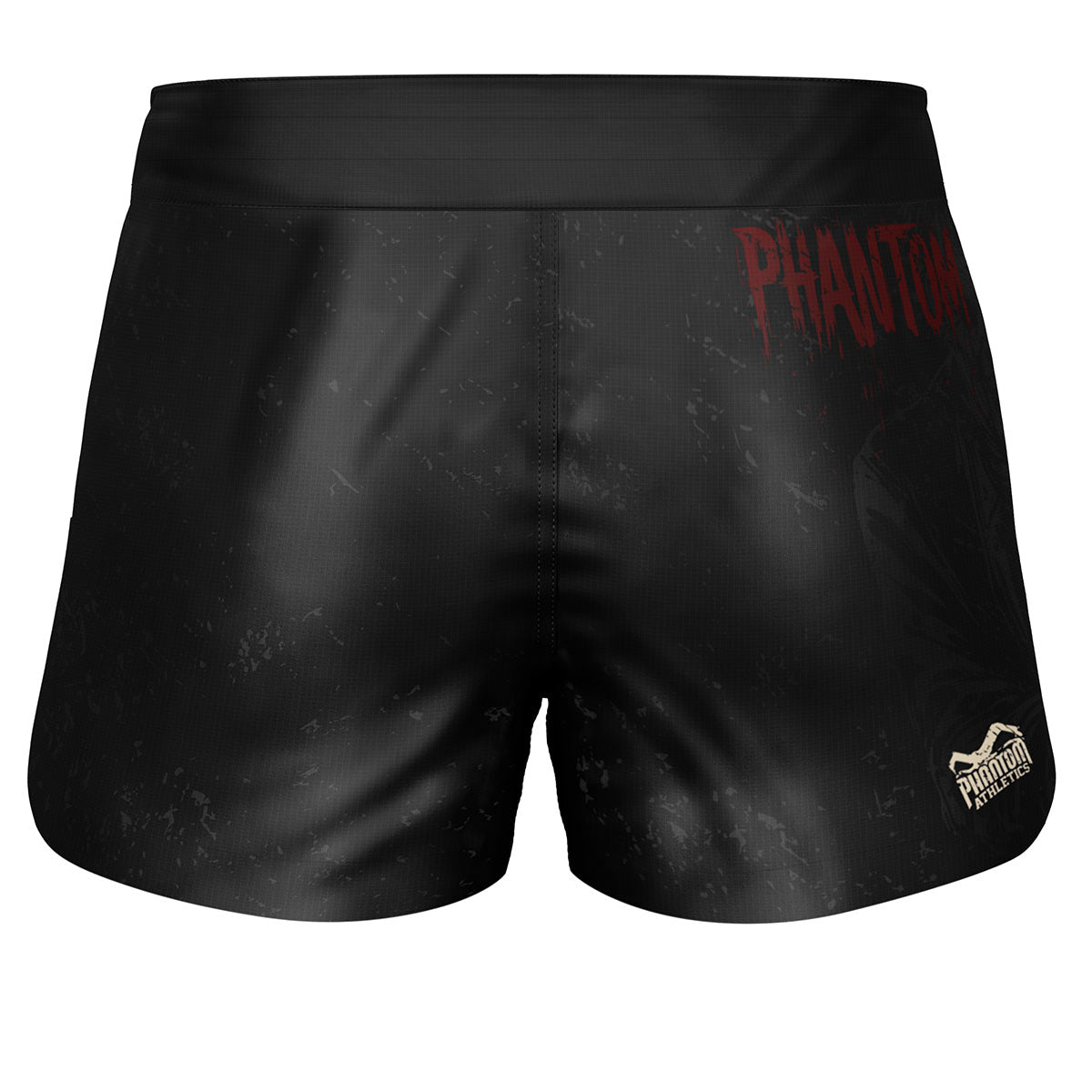 Die Phantom Athletics Fightshorts FUSION-R Chainsaw im markanten Schwarz mit blutroten Akzenten – Premium-Qualität für intensives Kampfsport-Training, Sparring und Wettkampf.