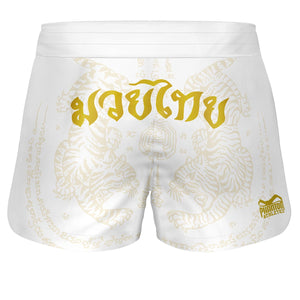 Die Phantom Athletics Fusion Muay Thai Fightshorts White/Gold kombinieren ein modernes Design mit robustem Material. Perfekt für intensives Muay Thai-, Kickbox- und MMA-Training.