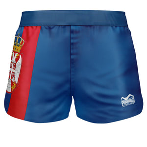 Phantom Athletics Fight Shorts „Team Serbia“ – strapazierfähige Kampfsportshorts für MMA, Grappling und Kickboxen. Leichtes Material und optimaler Schnitt für maximale Bewegungsfreiheit.