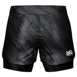 Fusion 2in1 Fightshorts Camo Tiger Grau – Robustes Design mit elastischem Bund und dynamischem Camo-Muster für stilvolles und funktionales Training. Perfekt für intensives Training und Wettkämpfe.