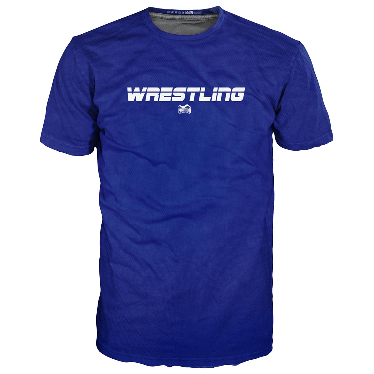 Training Shirt Evo Wrestling Blue von Phantom Athletics, speziell für Ringer und Kampfsportler entwickelt. Atmungsaktives Material sorgt für Komfort und maximale Bewegungsfreiheit im Training.