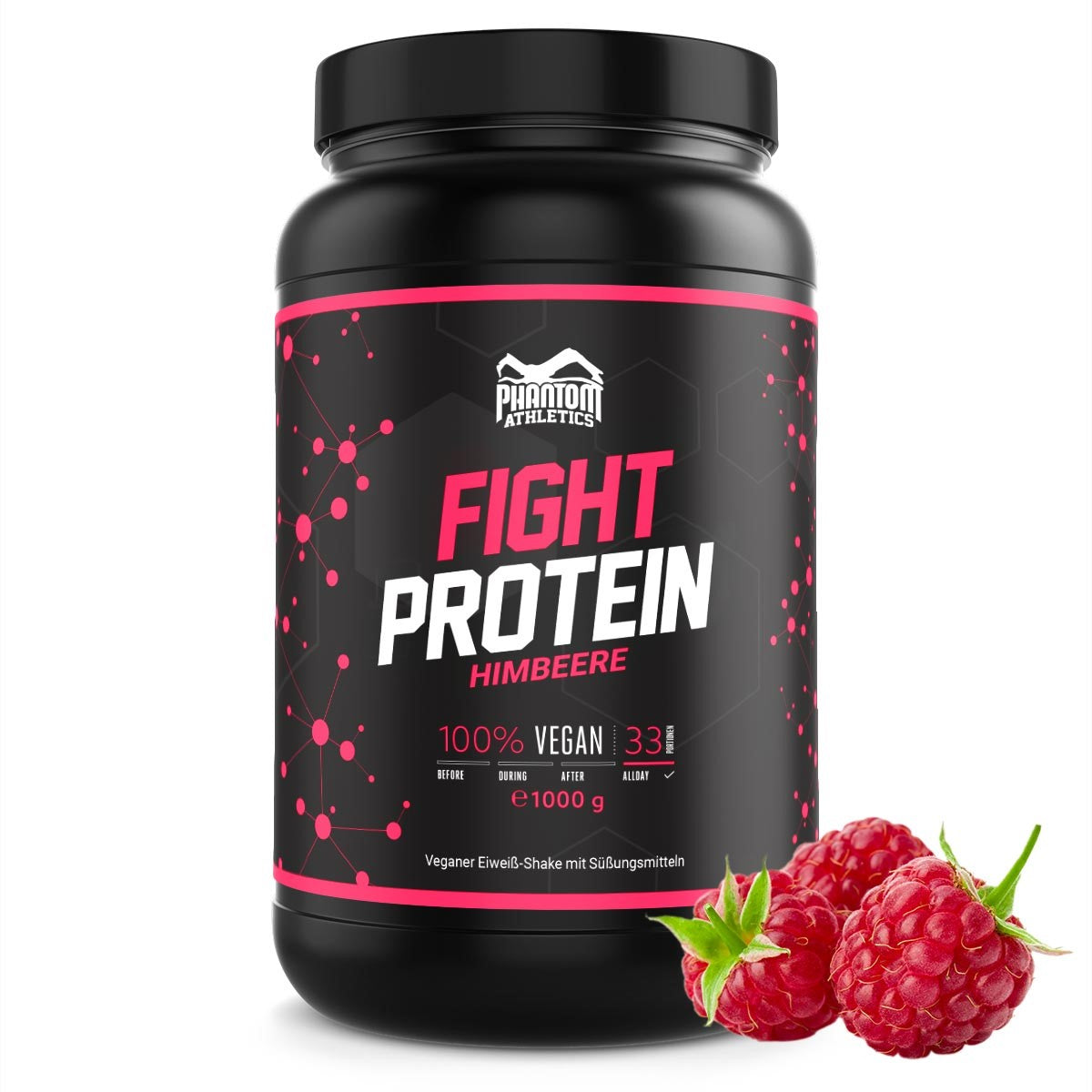 Fight Protein Raspberry 1000g von Phantom Athletics, speziell für Kampfsportler und Athleten entwickelt. Unterstützt den Muskelaufbau und die Regeneration nach intensiven Trainingseinheiten.