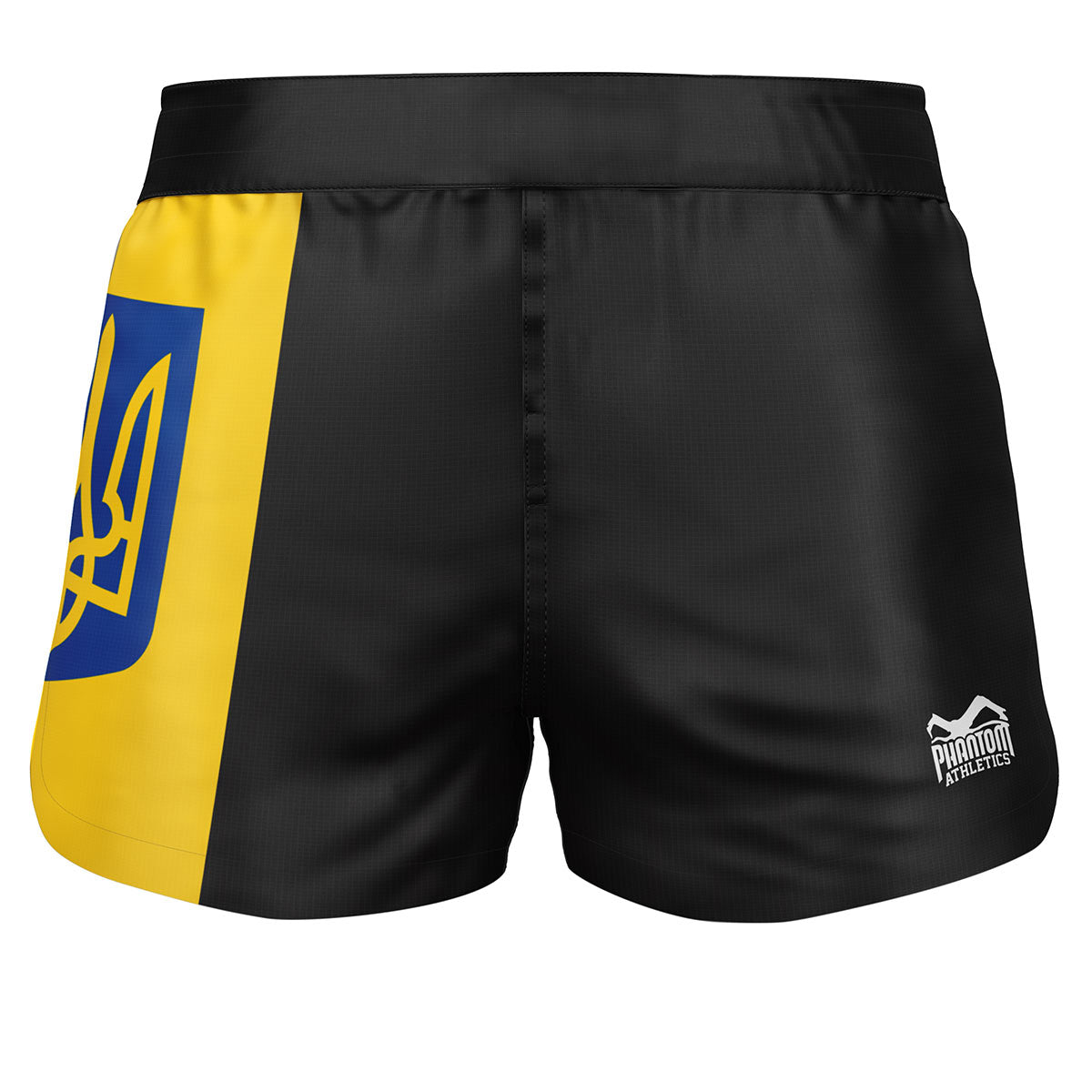 Phantom Athletics Fusion-R Fightshorts im Team-Ukraine Design für intensives Kampfsporttraining. Die ultraleichten MMA Shorts bieten maximale Bewegungsfreiheit für Grappling, Kickboxen und Sparring im Gym.